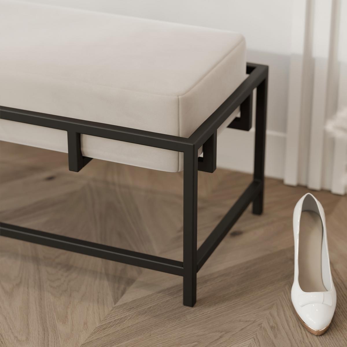 POLSTERBANK GLAM 80 cm Schwarz / Creme ,Metallgestell - Creme, Textil/Metall (80/45/35cm) - Idohome