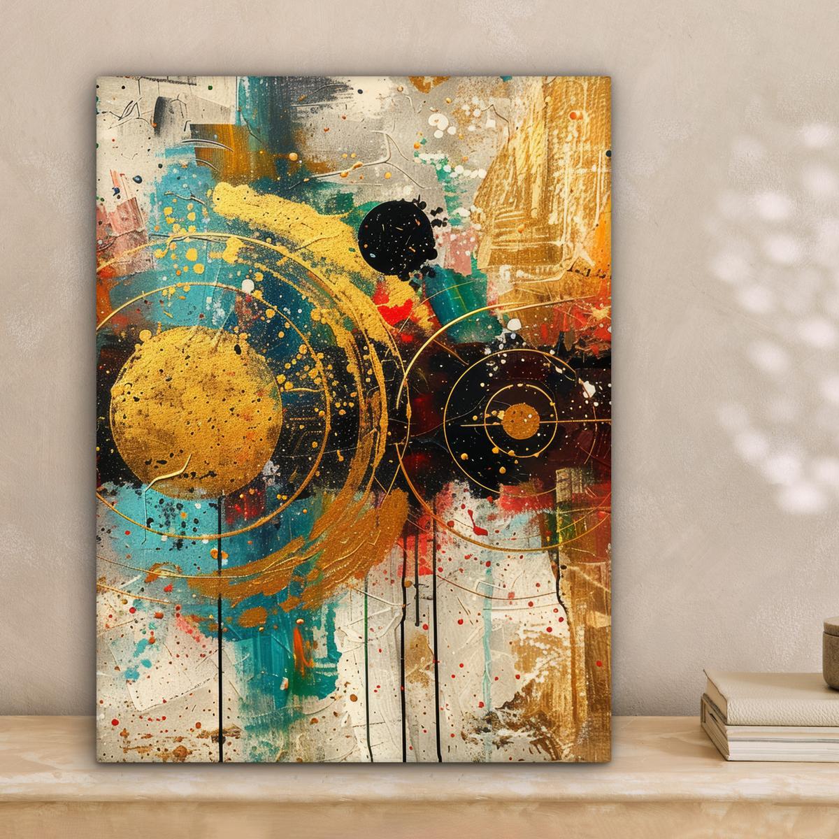 LEINWANDBILD Abstrakt - Kunst - Gold - Modern Room Decor 30x40 cm - Multicolor, Textil (30/40cm) - MuchoWow