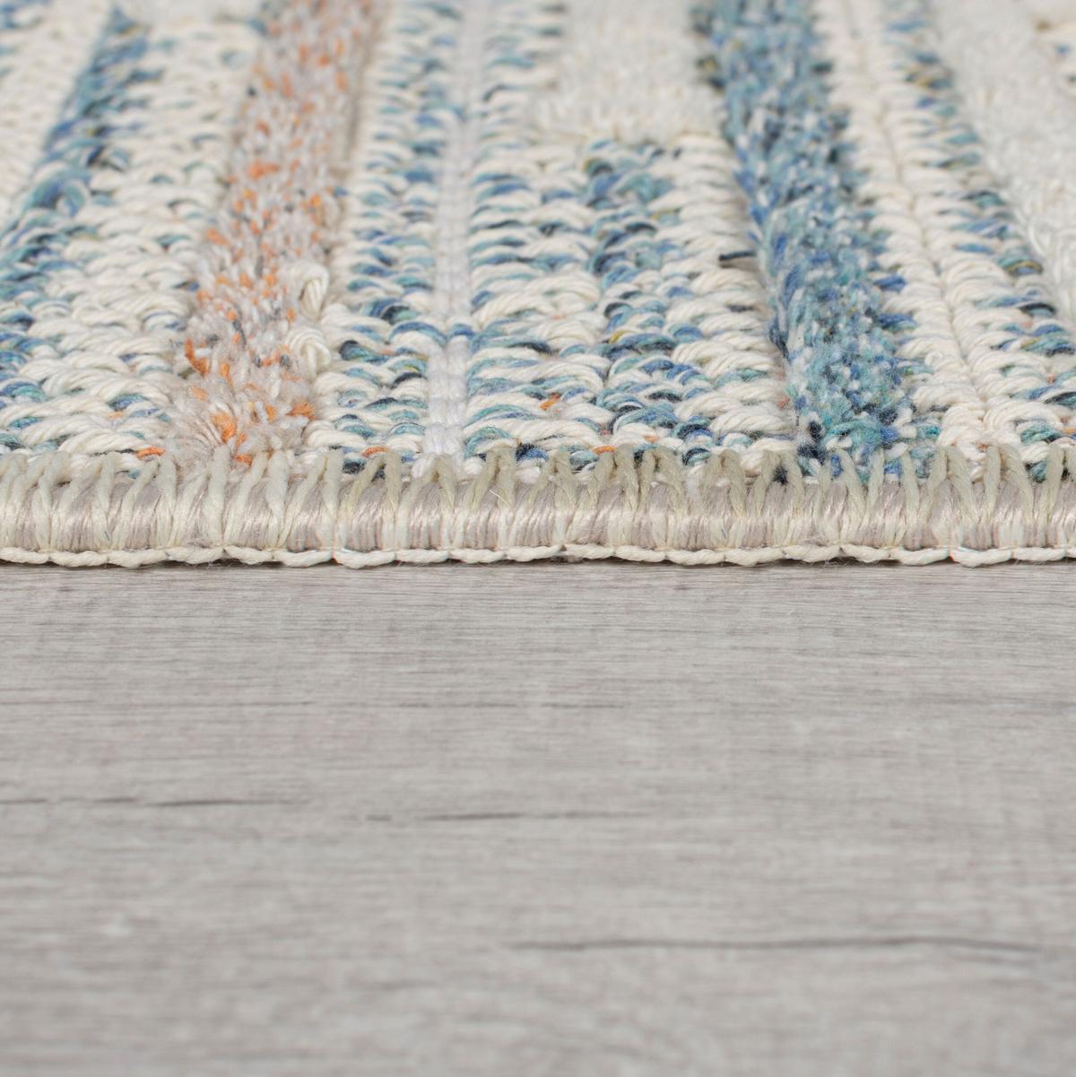 TEPPICH Waschbar RIDGE, geometrisch, Blau-Beige, 78 x 150 cm - Beige, Textil (150/78cm) - KADIMA DESIGN