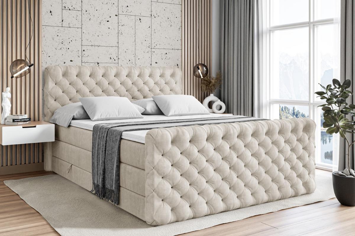 BOXSPRINGBETT BOXI8-Z KING - 180x200 - H3/H4 - Creme - Creme, Holzwerkstoff (180/200cm) - ALTDECOR