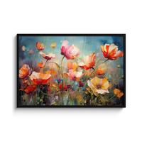 POSTER MIT RAHMENGERAHMTES BILD Blumen - Aquarell - Kunst - Botanisch - Natur 120x80 cm - Orange, Papier (120/80cm) - MuchoWow