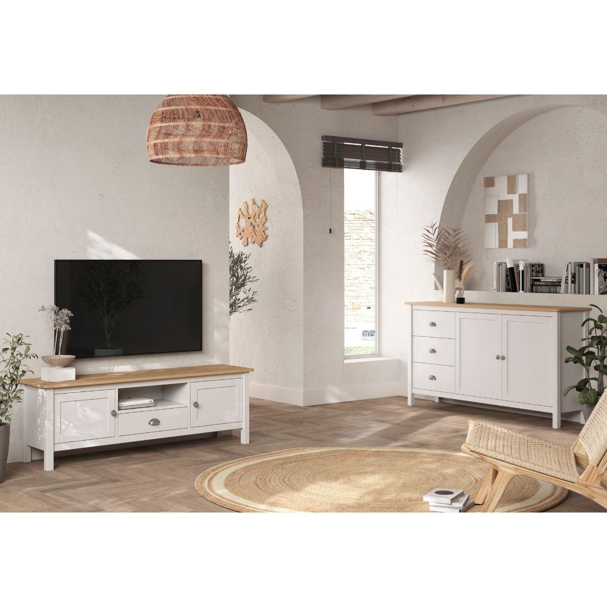 KOMMODE Misti Weiß 150/40/80.5 cm - Weiß, Holz (40/80.5/150cm) - Calicosy