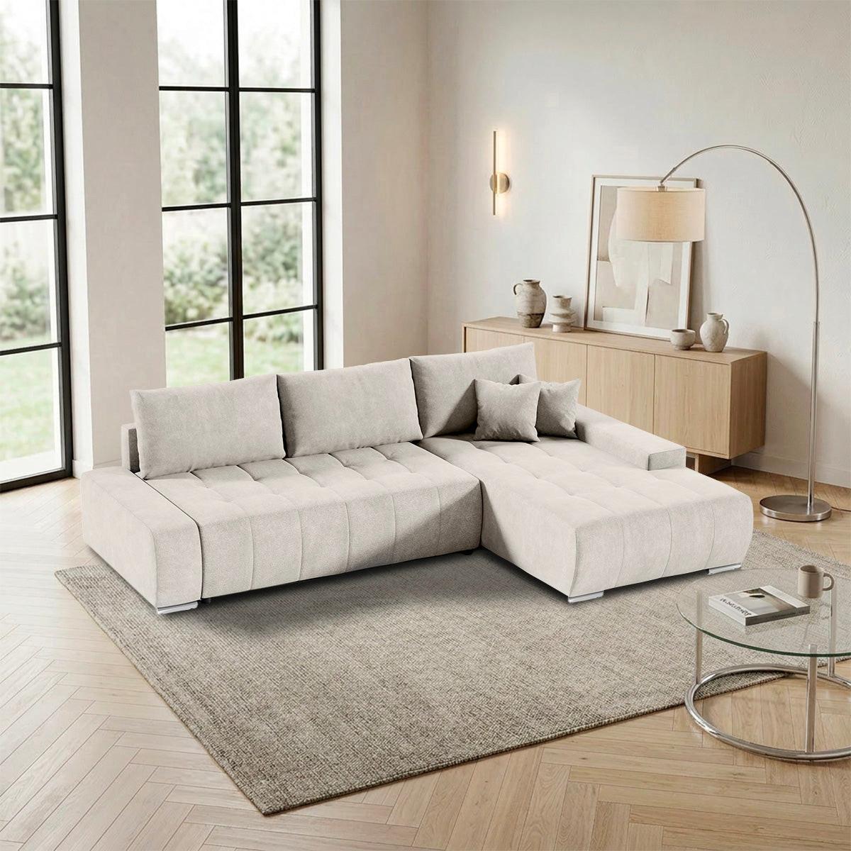 ECKSOFA Jonas 4 Sitzplätze Cremeweiß - Weiß, Holzwerkstoff (265/185cm) - Petits-meubles