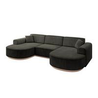 WOHNLANDSCHAFT MARI-U1-v1 - 303x171x83 cm Schwarz Velours - Schwarz, Holzwerkstoff/Textil (303/83/171cm) - ALTDECOR