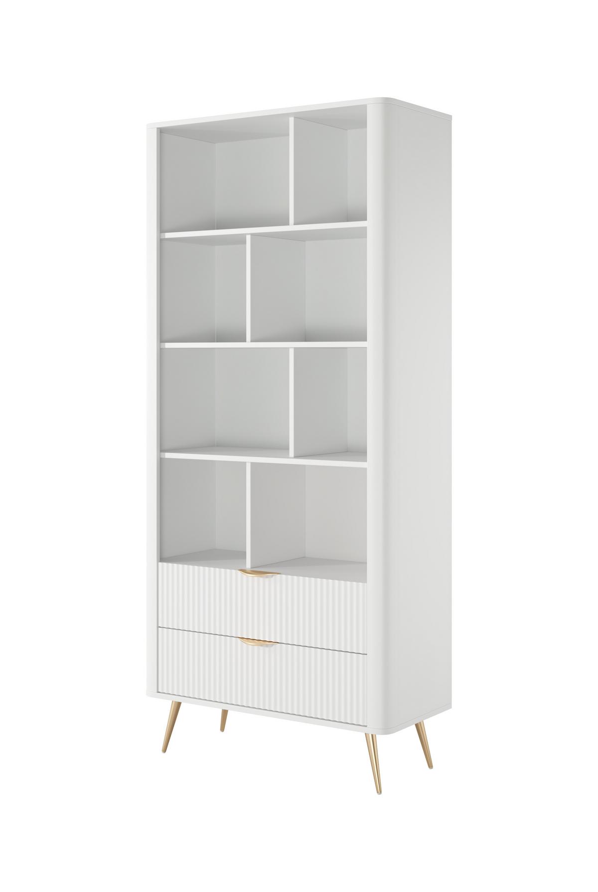 BÜCHERREGAL LANTANA 88,2x38x193,8 cm, Regal Weiß - Weiß, Holzwerkstoff (88.2/193.8/38cm) - MASSENO