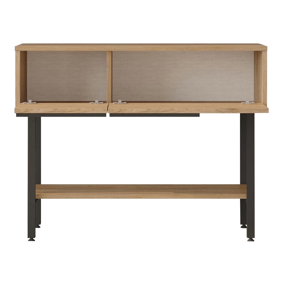 FLURTISCH Kvænangen - Eichefarben/Schwarz, Holzwerkstoff/Metall (100/29.5/76cm) - [en.casa]