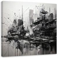 LEINWANDBILD Stadt Architektur Monochrom 50x50cm - Schwarz, Textil (50/50cm) - Feeby