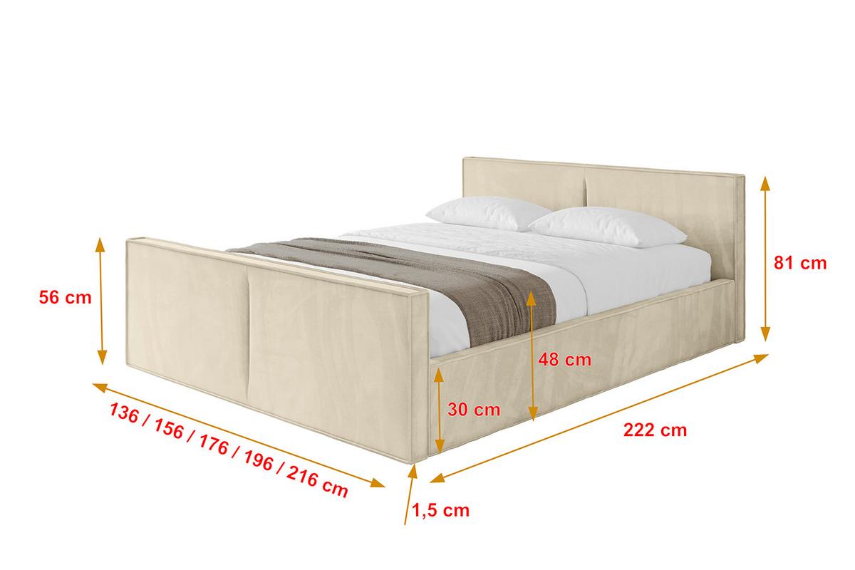 POLSTERBETT mit Bettkasten, Fußteil und Lattenrost, Boxbett mit Matratze H3/H4 - EMMI-Z-V1 180x200 Beige - Ecru, Holzwerkstoff/Textil (180/200cm) - ALTDECOR