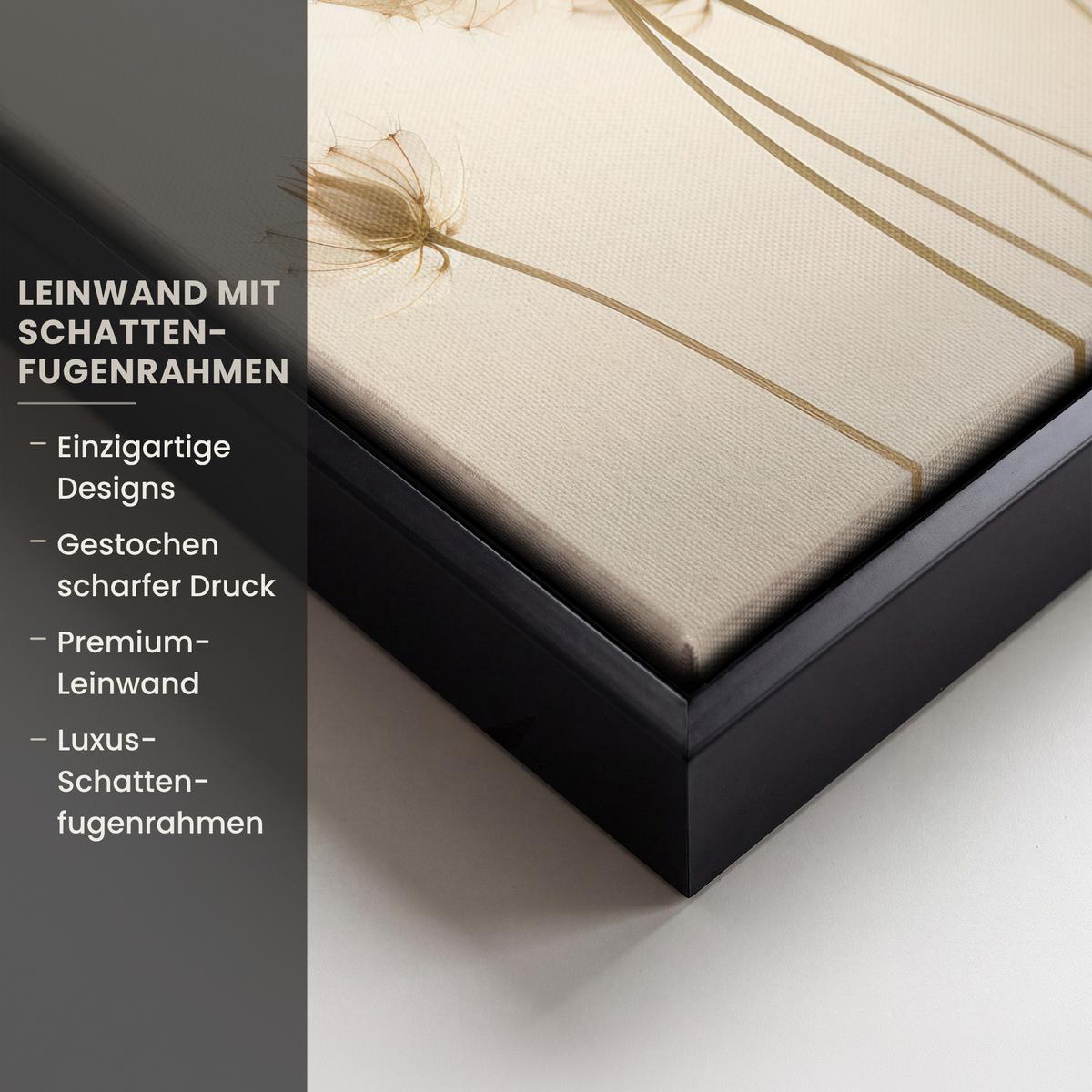 LEINWAND Bilder mit Rahmen - Sonnenlicht - Löwenzahn - Botanisch - Blumen - 20x20 - Creme, Textil (20/20cm) - MuchoWow