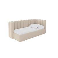 EINZELLBETT Jugendbett mit Bettkasten und Matratze H3/H4, Links - HUGY 100x200 Dunkelbeige - Mokka, Holzwerkstoff/Textil (100/200cm) - ALTDECOR