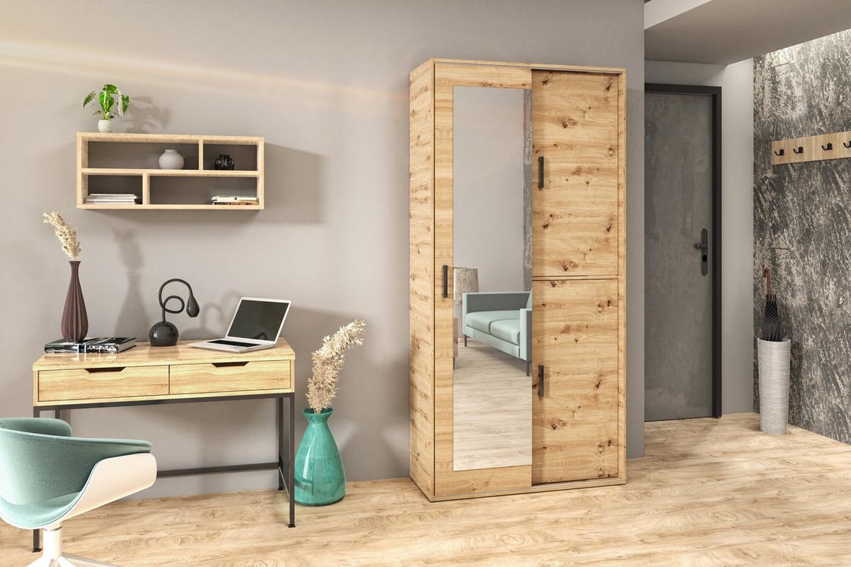 GARDEROBENSCHRANK BENVENO 100/21040 Modern Garderobenschrank Eiche Artisan - Eiche Artisan, Holzwerkstoff (100/210/40cm) - MASSENO