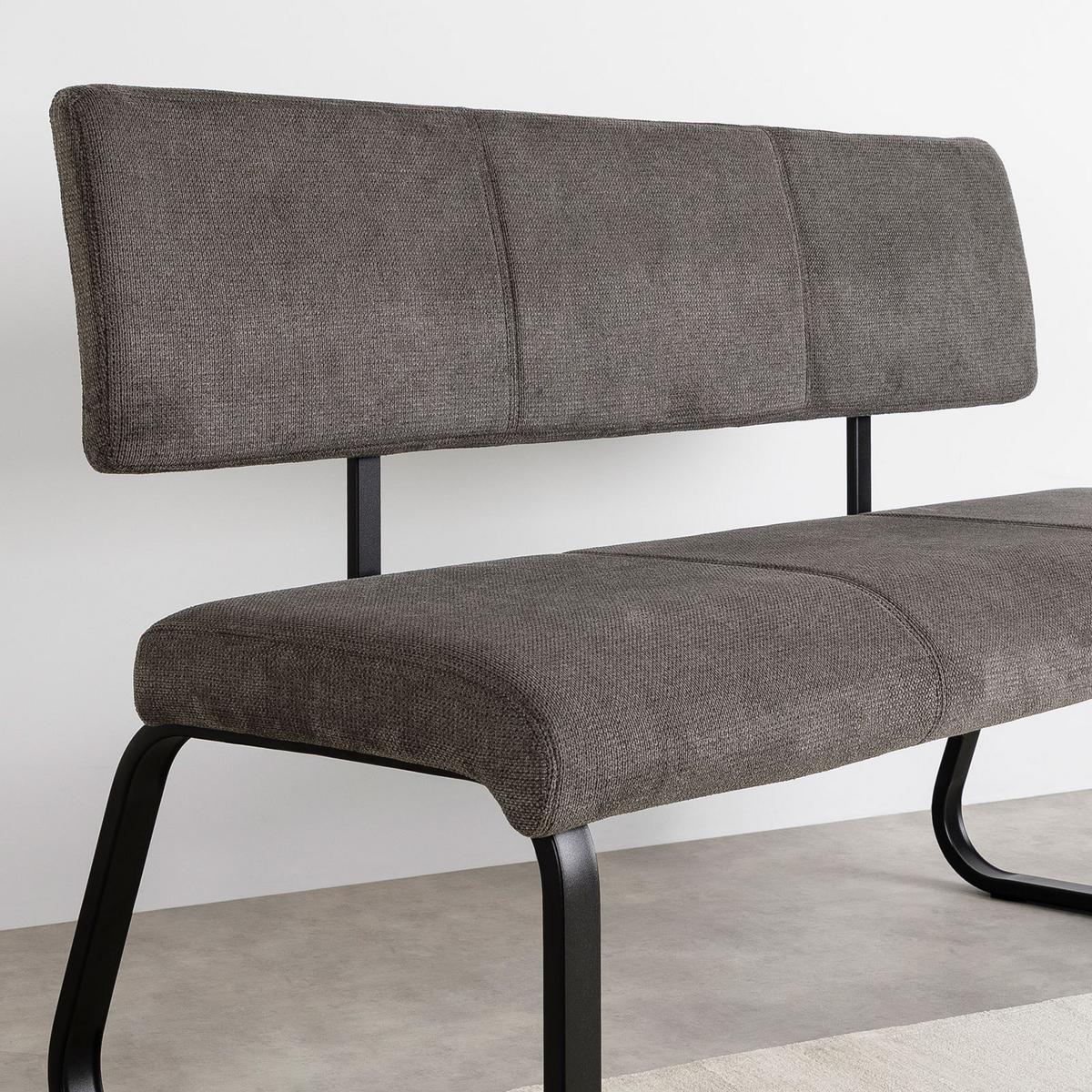 ESSZIMMERBANK VILAS schwarz, dunkelgrau - Schwarz, Textil/Metall (136/89/59cm) - IDIMEX
