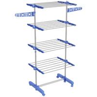 WÄSCHESTÄNDER Edelstahl ABS Blau - Blau/Weiß, Kunststoff/Metall (55/172/142cm) - HOMCOM