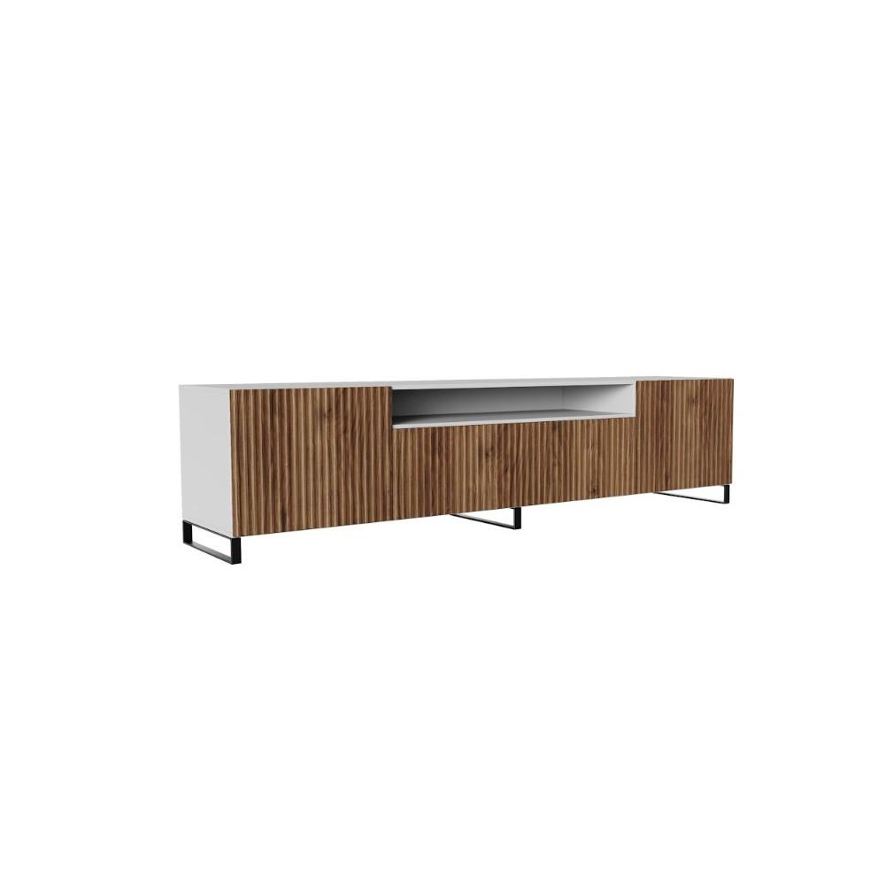 LOWBOARD VAREN 200/41/40 cm, Stand-TV-Schrank Weiß / Eichefarben - Eichefarben/Braun, Holzwerkstoff (200/41/40cm) - MASSENO