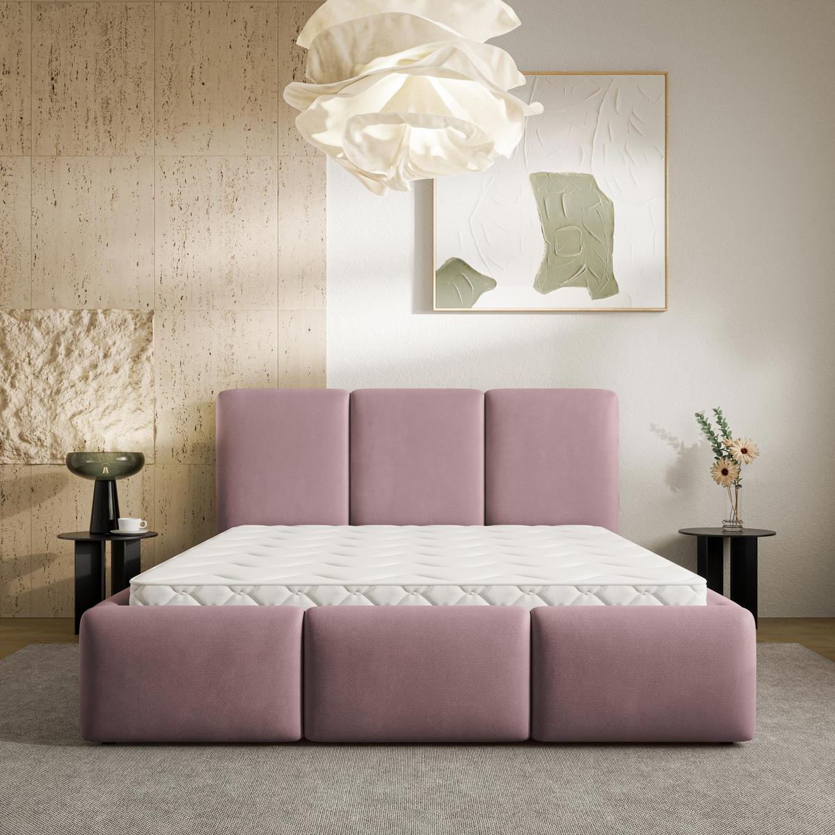 POLSTERBETT ARSIL 200x200 cm mit Bettkästen - Rosa - Rosa, Holz/Textil (200/200cm) - MASSENO