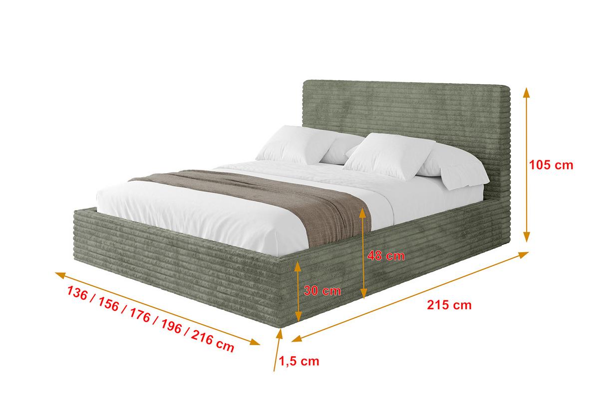 POLSTERBETT mit Bettkasten und Lattenrost, Bett mit Matratze H3/H4 - ALOVA 120x200 Olivgrün - Olivgrün, Holzwerkstoff/Textil (120/200cm) - ALTDECOR