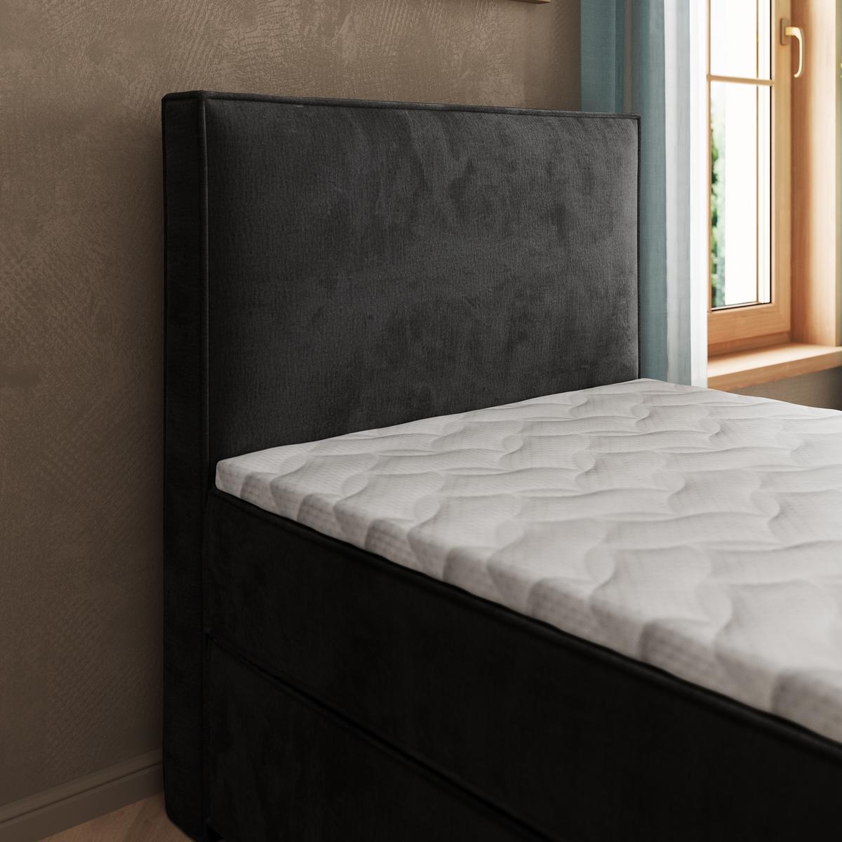 BOXBETT PELLIO 80x200 cm mit Matratze und Topper - Schwarz - Schwarz, Holz (80/200cm) - MASSENO