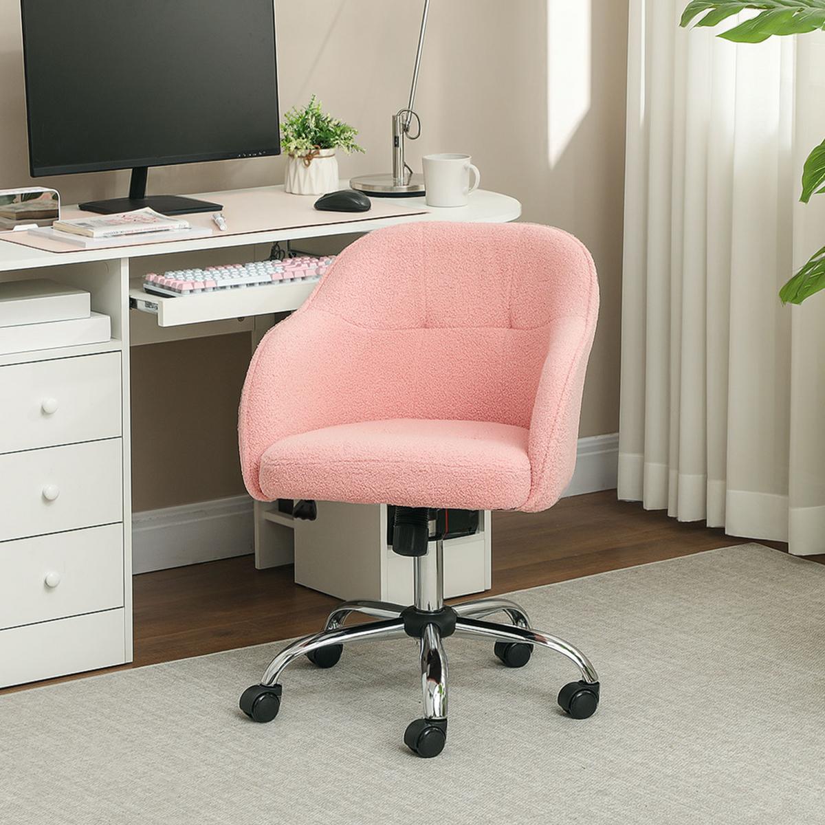 BÜROSTUHL Polyester Kunstleder Rosa - Rosa, Kunststoff (61/86/56cm) - HOMCOM