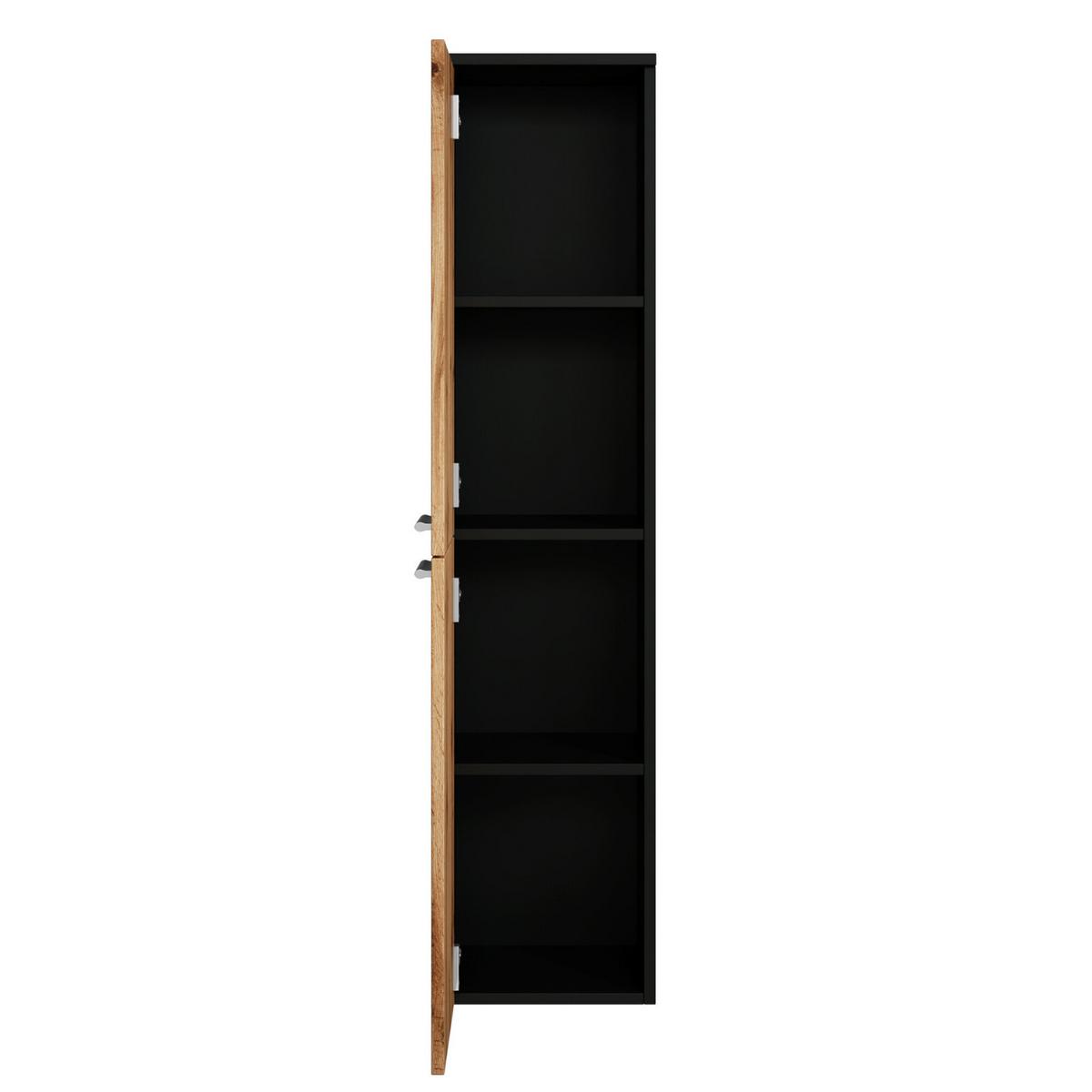 BADEZIMMERSCHRANK Saturnus mit 2 Türen Schwarz / Eiche - 35 x 35 x 130 cm - Eichefarben/Schwarz, Holz (35/130/35cm) - Badplaats