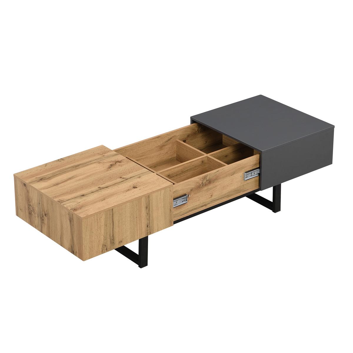 COUCHTISCH ausziehbar in Holz & Anthrazit - Dunkelbraun, Holzwerkstoff (55/100/40cm) - Urban Meuble