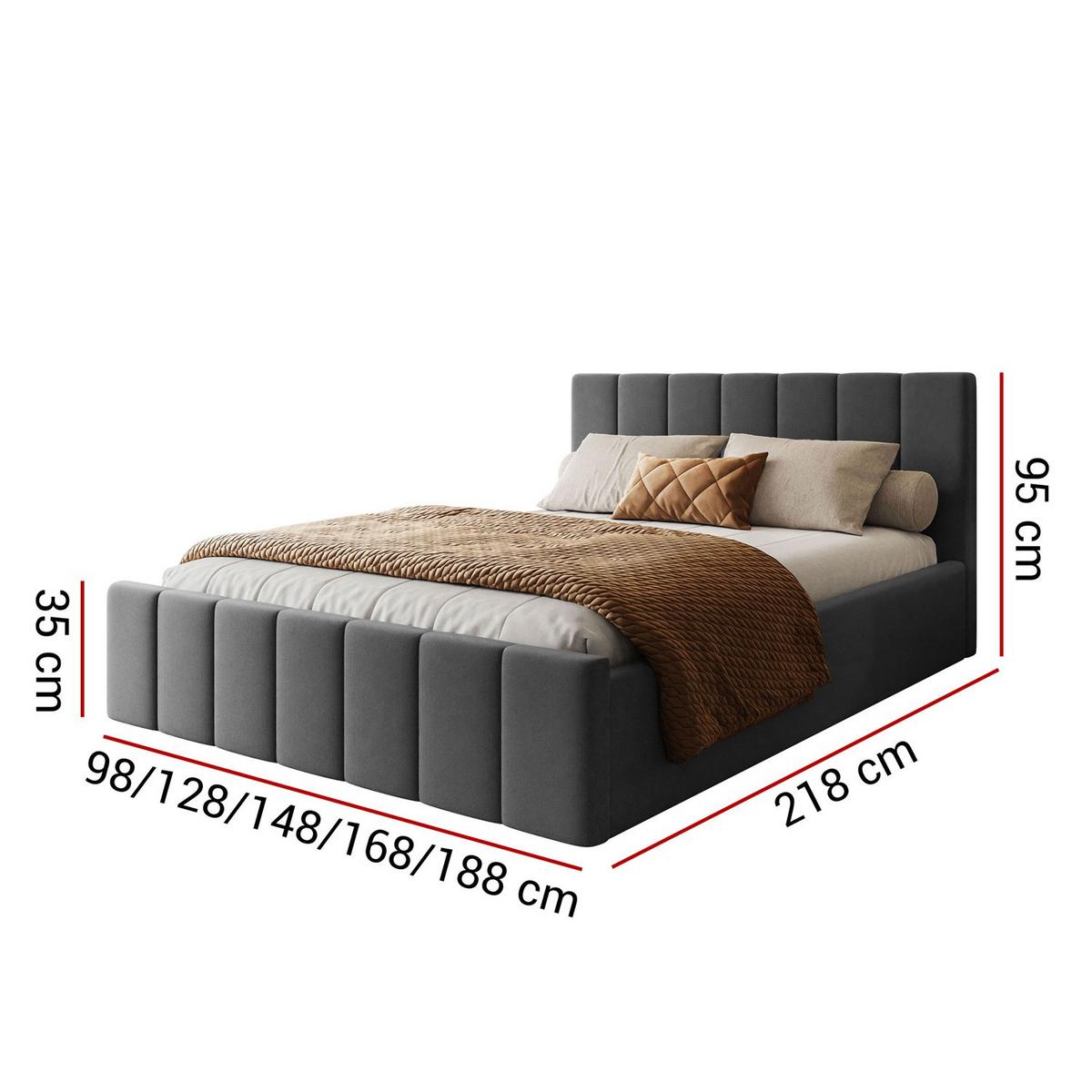 POLSTERBETT ELISE 90x200 cm Jasmine 96, Kopfteil 95 cm, 17 Holzlatten - Grau, Textil (90/200cm) - Lookway