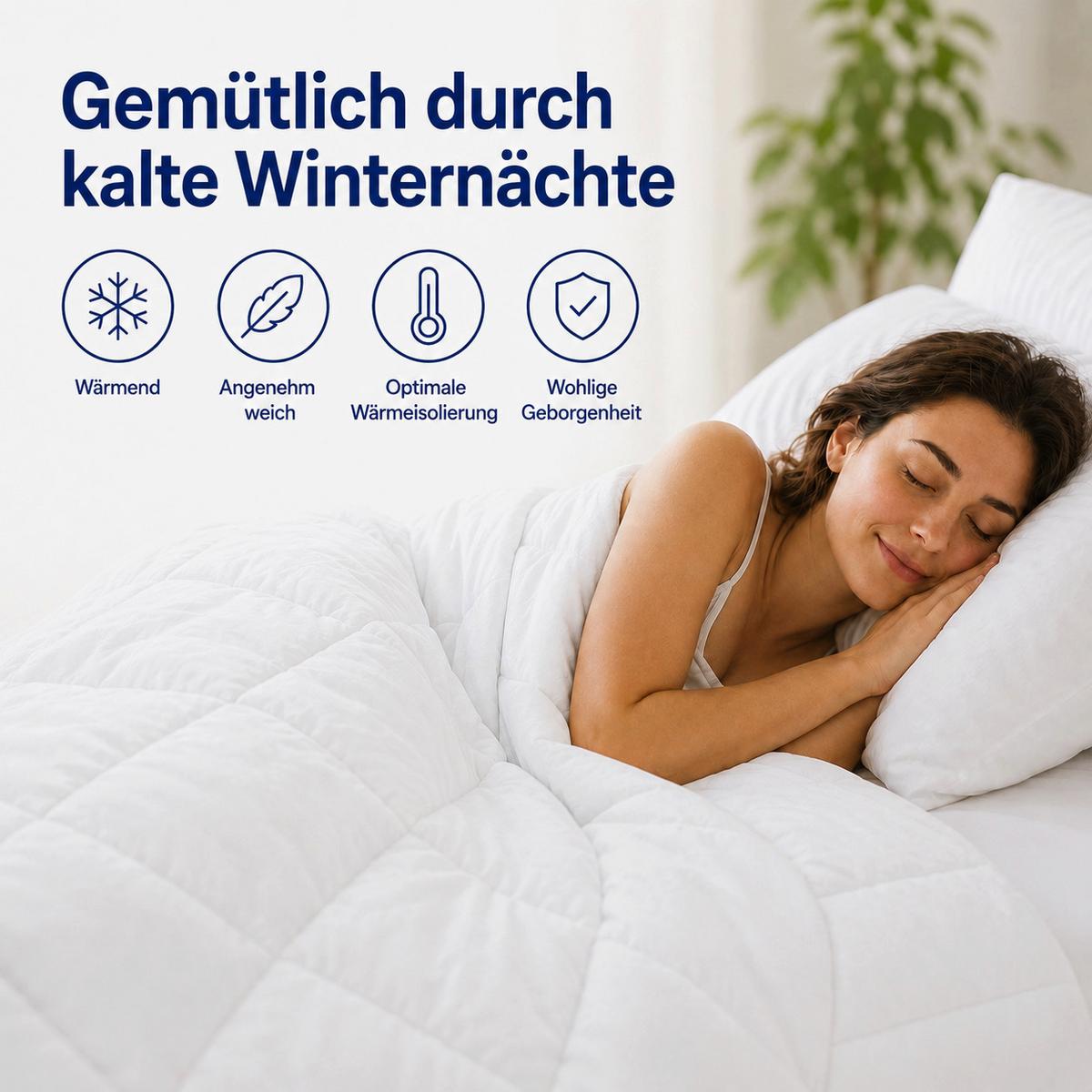 WINTERBETTDECKE 140x200 cm – warme Bettdecke mit Hohlfaserfüllung & Mikrofaserbezug - Weiß, Textil (140/200cm) - Mister Sandman