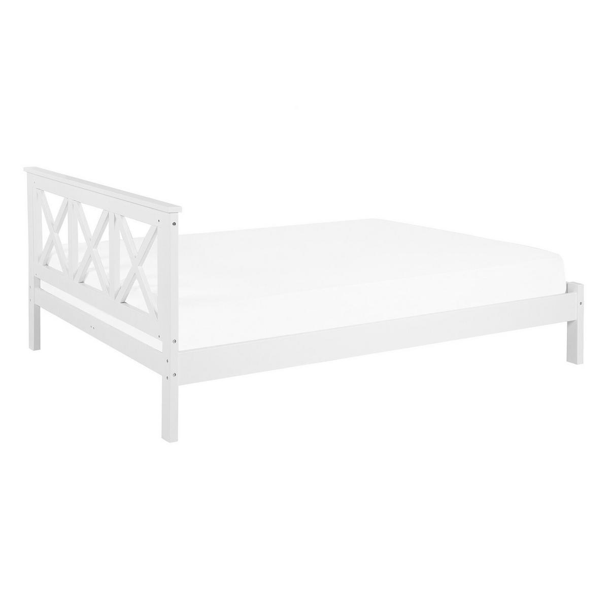 BETT mit Lattenrost 180x200 cm Weiß Tannay - Weiß, Holz (180/200cm) - Beliani