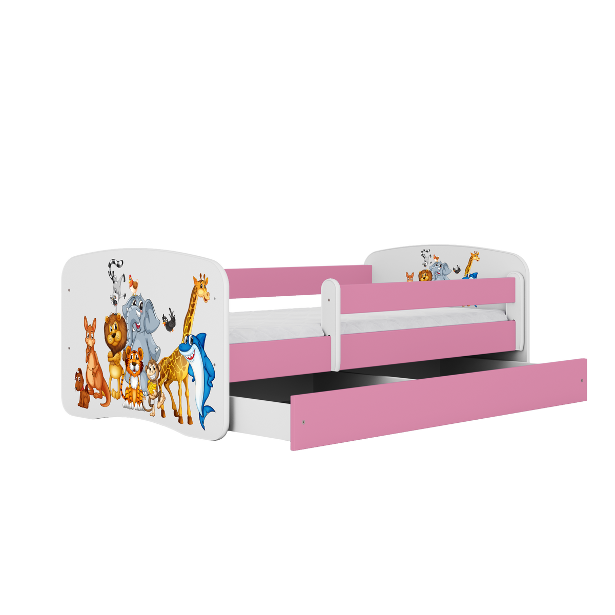 KINDERBETT Tiere mit Schublade 140/70 80/61/144 - Rosa, Holzwerkstoff (70/140cm) - RAUMHIRSCH FURNITURE