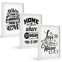 BILDER SET 3er Set - 40x60 cm Weißer Rahmen - Familie, Liebe, Zuhause, Wärme - Weiß, Kunststoff (40/60cm) - TULUP