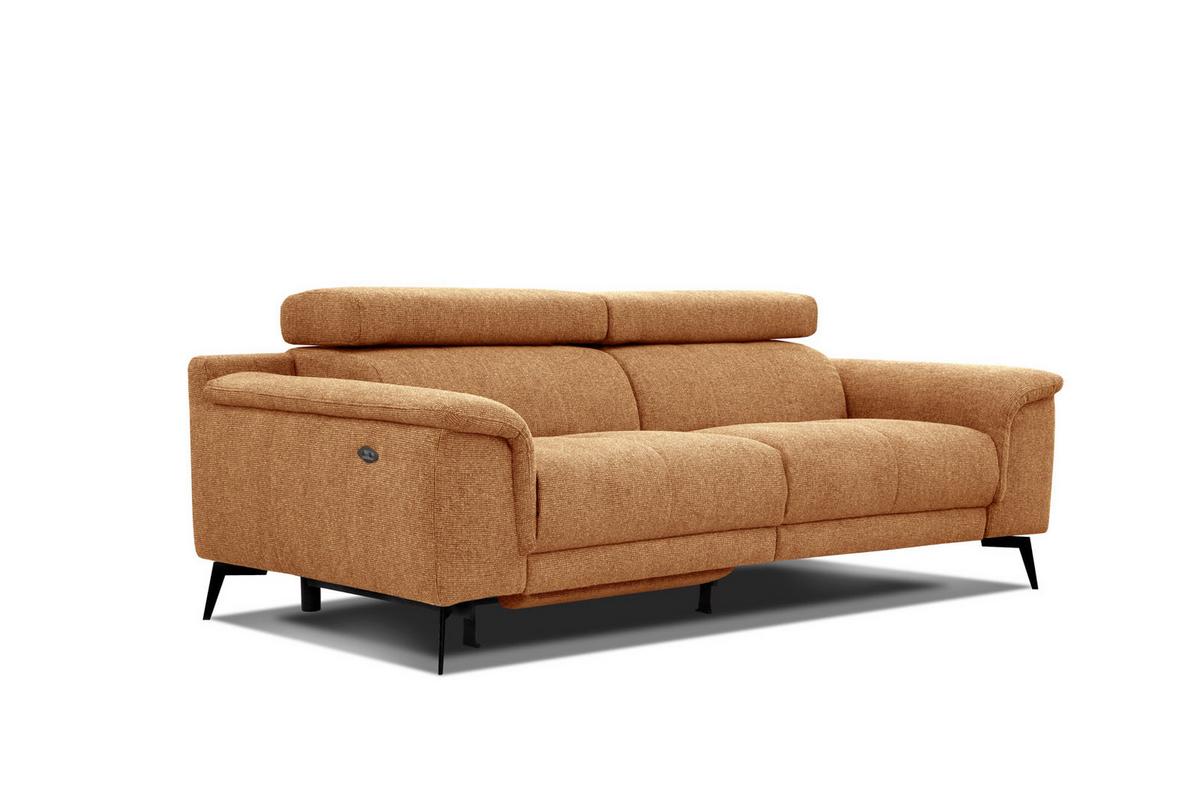 RELAXSOFA FIERO 3-Sitzer mit 1 Relaxfunktion, orange - Schwarz/Orange, Holzwerkstoff/Textil (212/82/103cm) - Wozimo