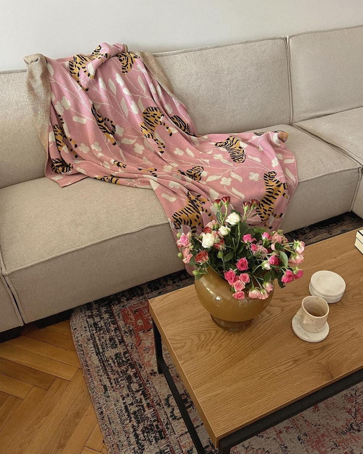 KUSCHELDECKE Baumwolle 130/170 cm Bunt Nerai - Pink/Multicolor, Textil (130/170cm) - Beliani