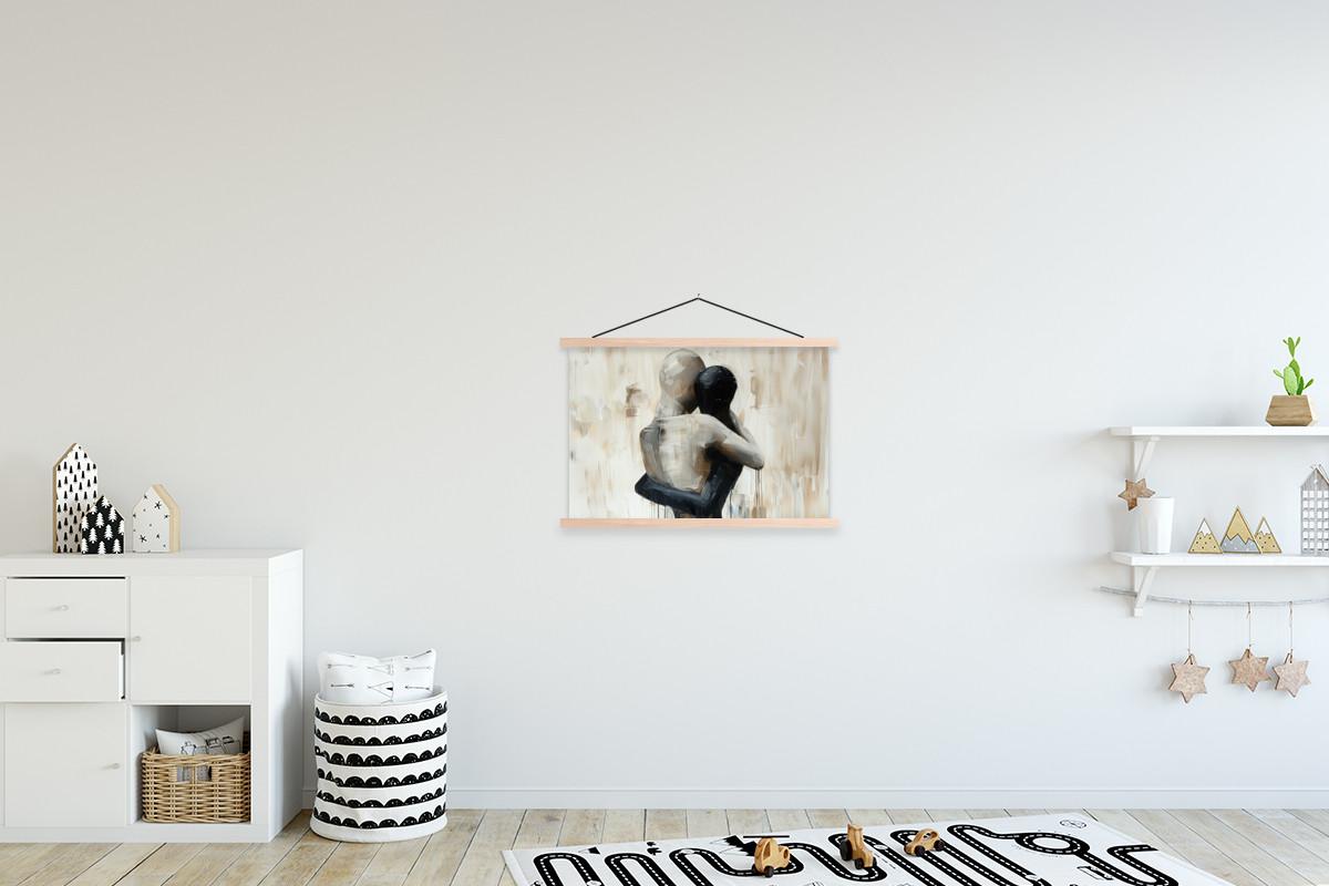 POSTER MIT MAGNETLEISTEN Abstrakt - Liebe - Schwarz und weiß - Modern Wandbilder 60x40 cm - Schwarz, Textil (60/40/0.15cm) - MuchoWow