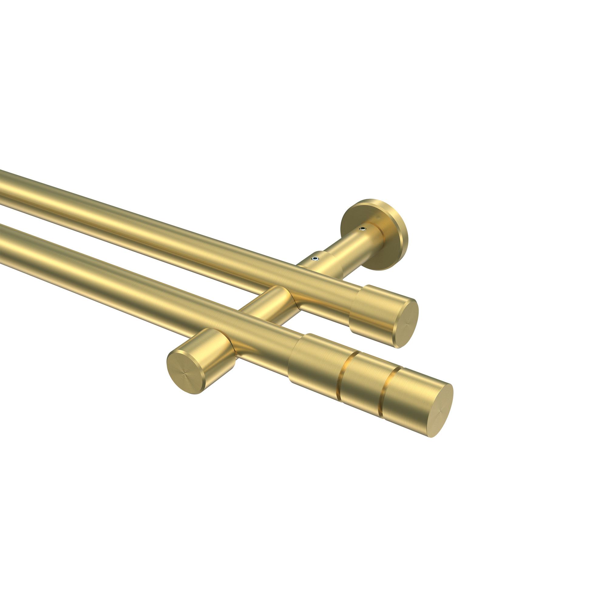 GARDINENSTANGE Prestige Elanto 480 cm (geteilt in 3 x 160 cm), 2-läufig (ohne Ringe), 20 mm Ø Messing-Optik - Messingfarben, Metall (480cm) - INTERDECO