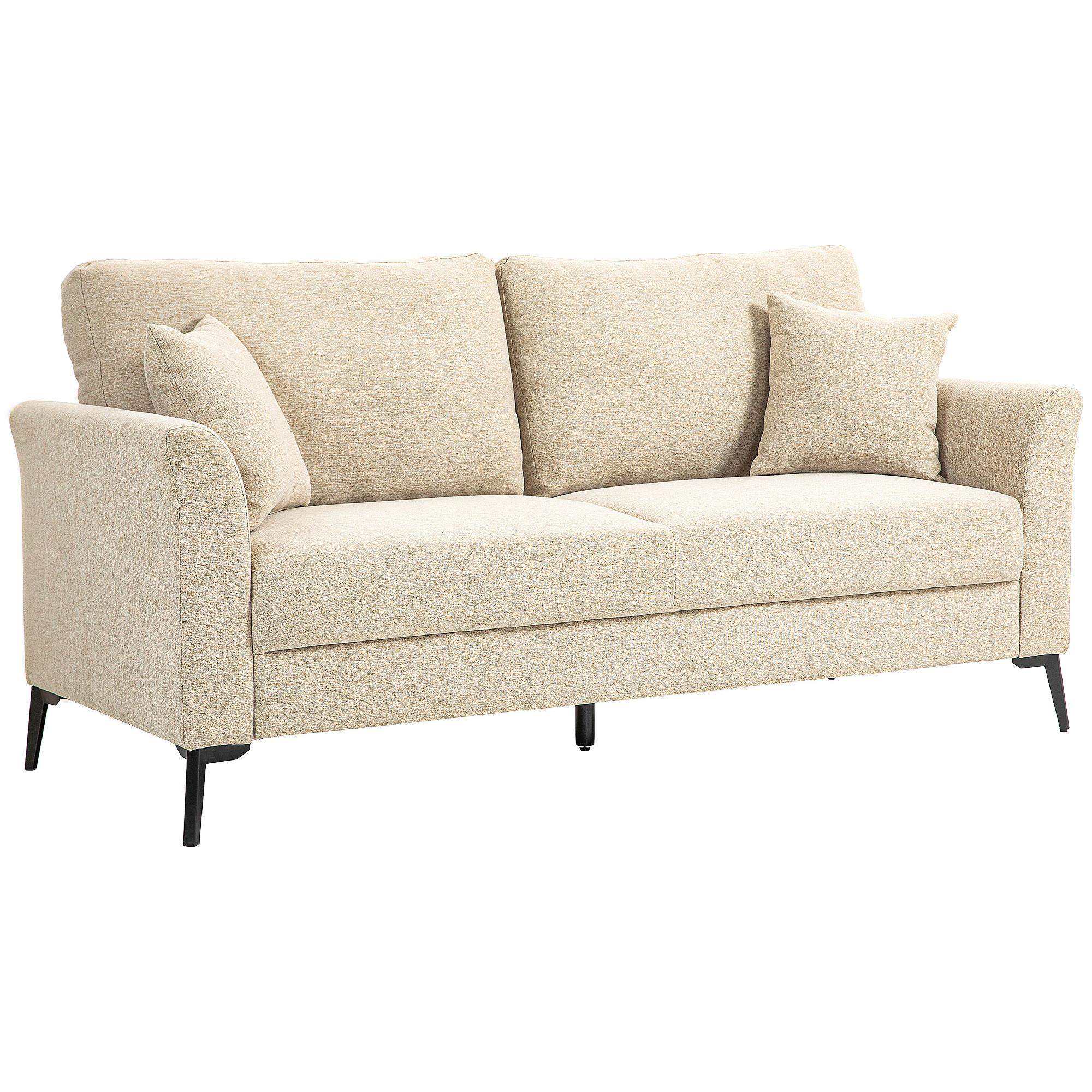 2-SITZER-SOFA, Couch mit Leinenoptik, Metallbeine, Polstersofa Doppelsofa - Beige/Schwarz, Textil/Metall (80/89/179cm) - HOMCOM