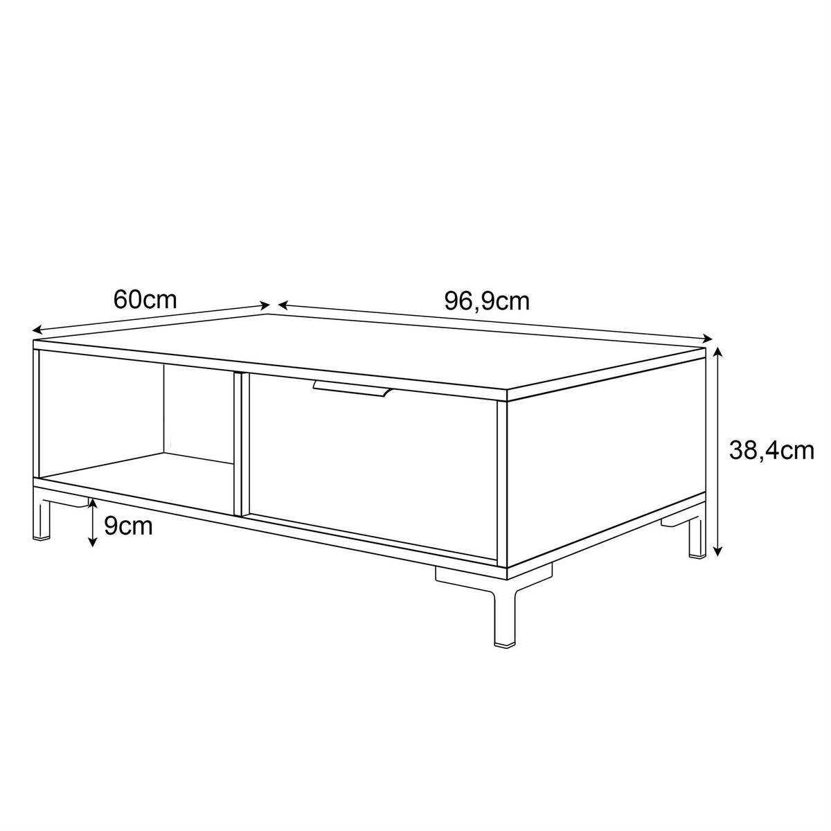 COUCHTISCH LARETTO mit Schublade anthrazit - Schwarz, Holzwerkstoff (60/97/38.4cm) - Lookway