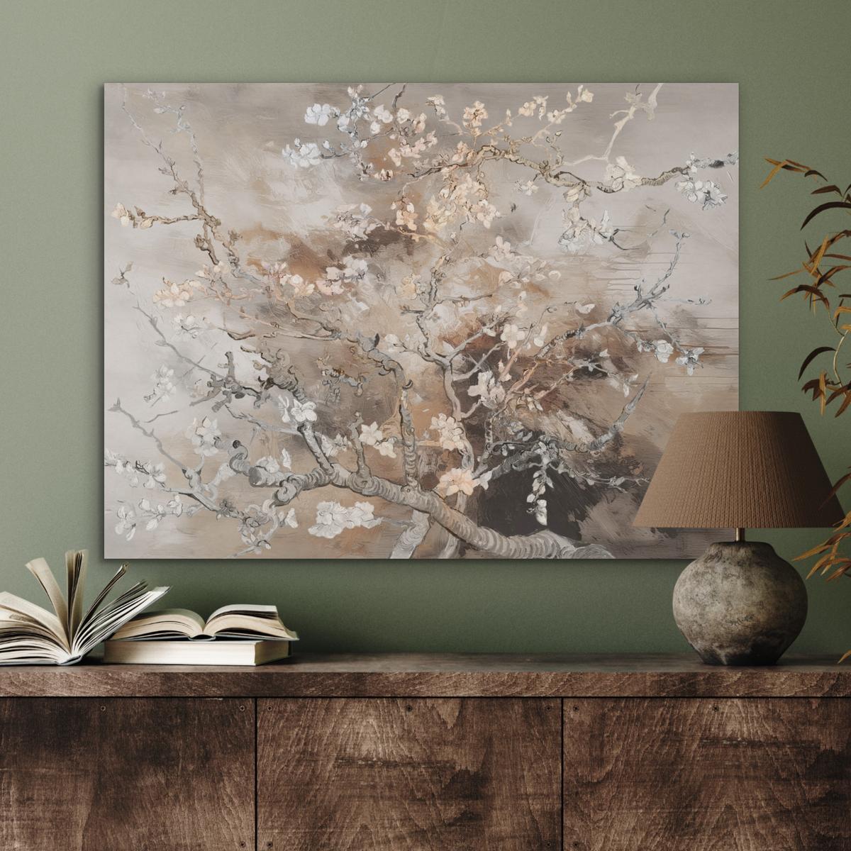 AKUSTIKBILD Mandelblüte - Kunst - Van Gogh - Beige - Abstrakt Gemälde 80x60 cm - Braun, Kunststoff (80/60cm) - MuchoWow