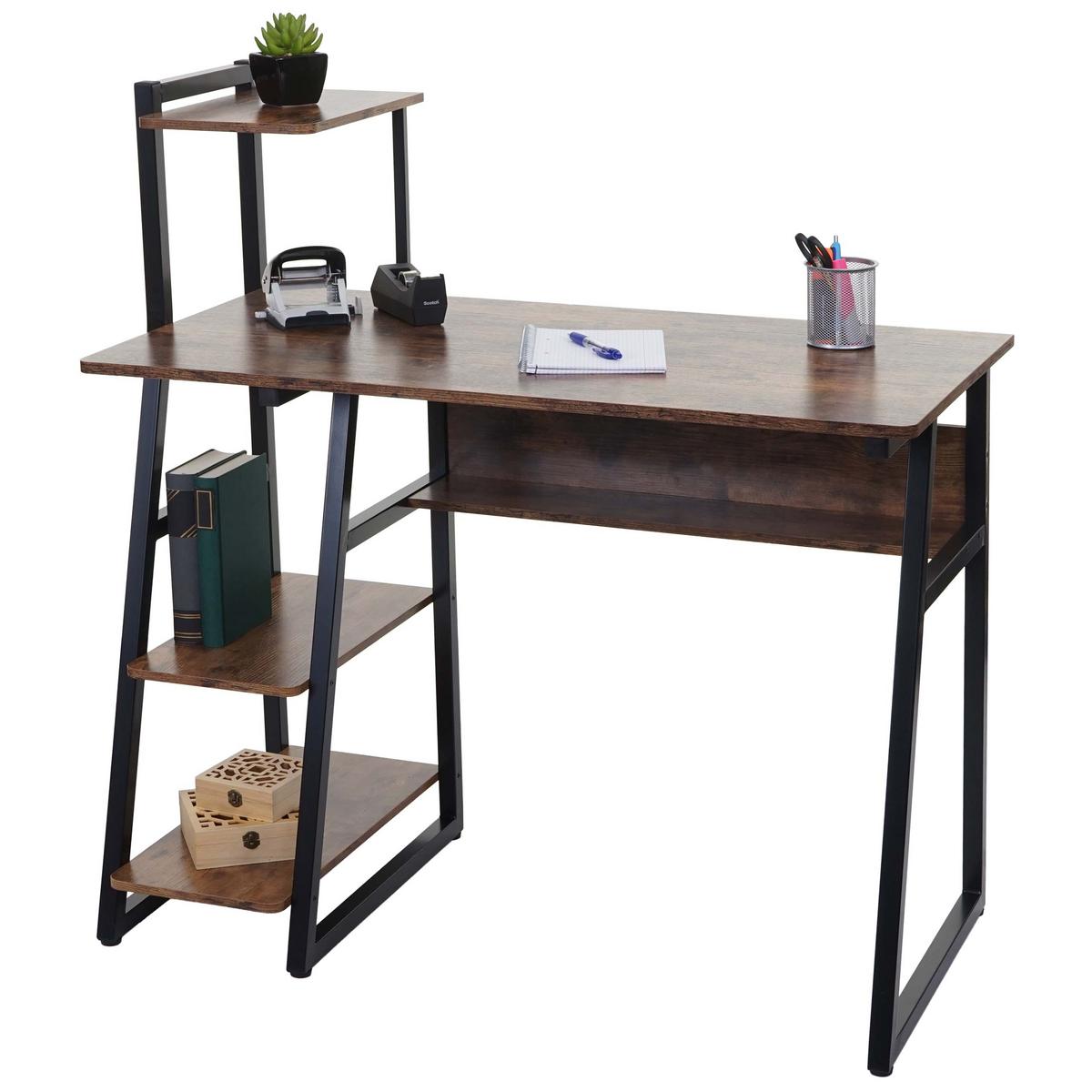 SCHREIBTISCH MIT REGAL eckig Braun - Braun, Metall (50/100/102cm) - MCW
