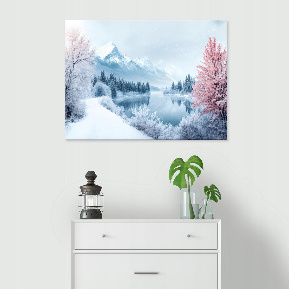 LEINWANDBILD Gebirge Landschaft Blau 120x80 cm - Multicolor, Holzwerkstoff (120/80cm) - Wallarena