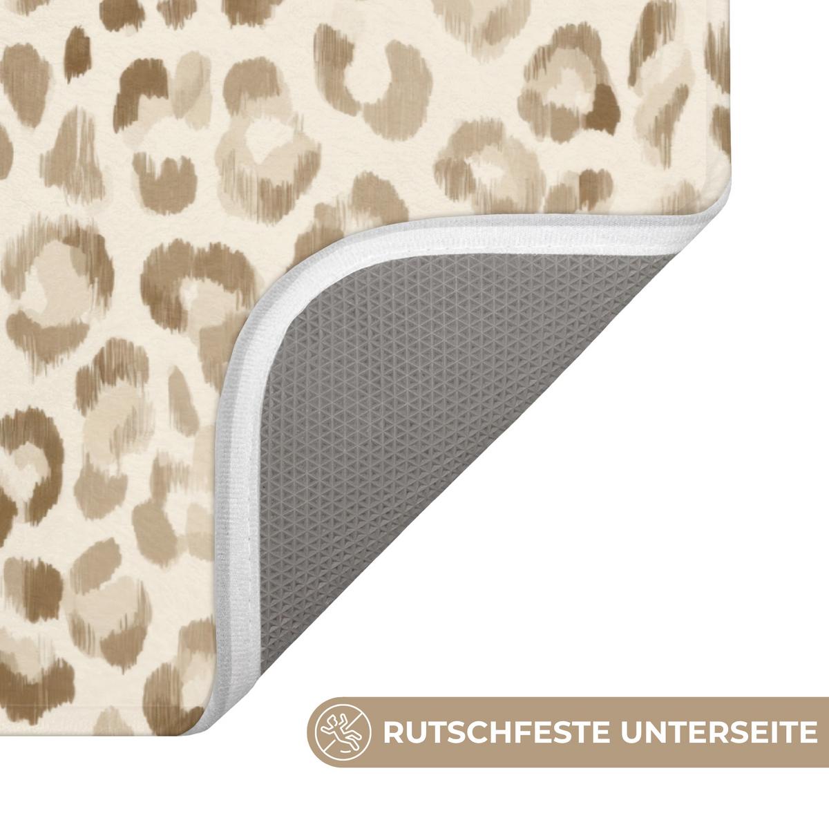 BADEMATTE Leopard - Klassisch - Beige 80x50 cm - Hellbraun, Textil (80/50cm) - OnlyWow