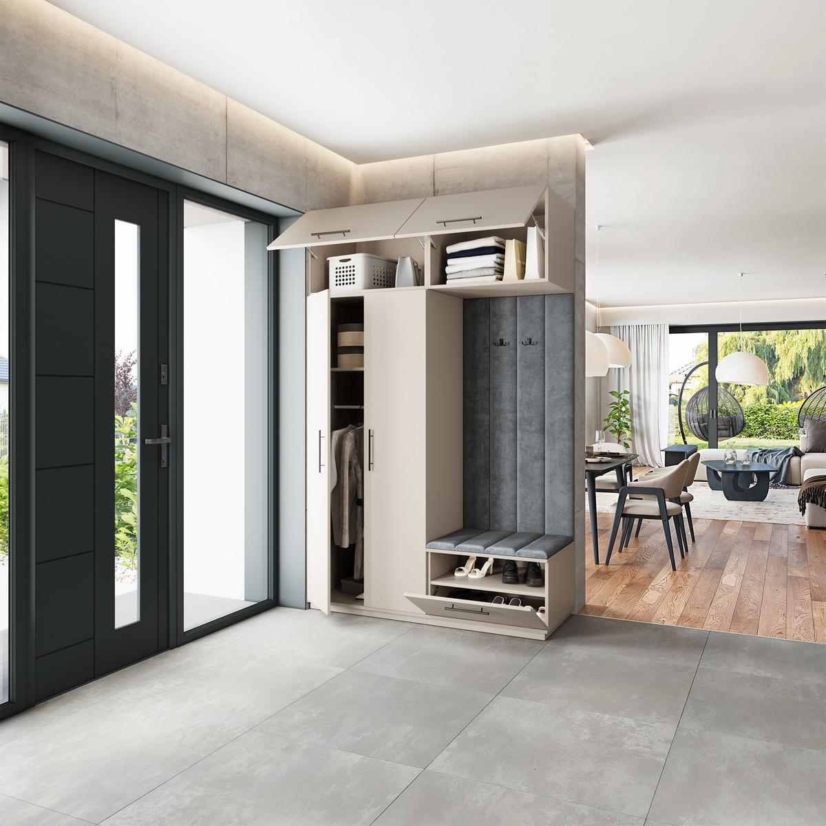 GARDEROBENSCHRANK REMA 150/240/60 cm Modern Garderobe-Set Kaschmir - Kaschmir/Grau, Holzwerkstoff (150/240/60cm) - MASSENO