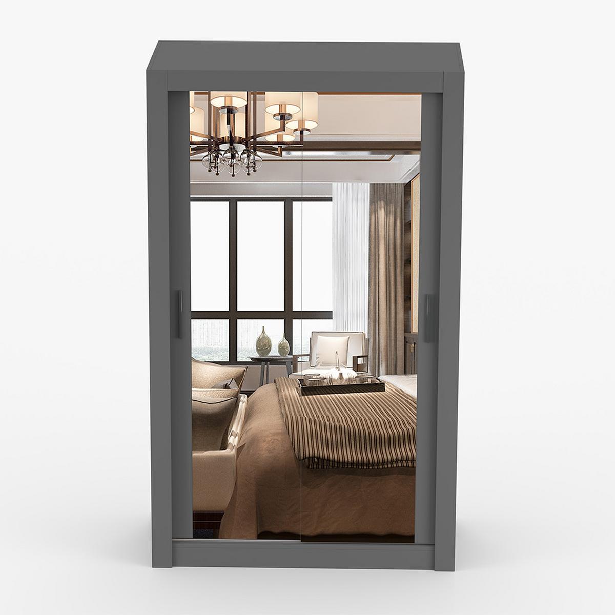 KLEIDERSCHRANK Milan 120 cm, 120/215/64, 2-türig, grau - Grau, Holzwerkstoff (120/215/64cm) - imoebel24