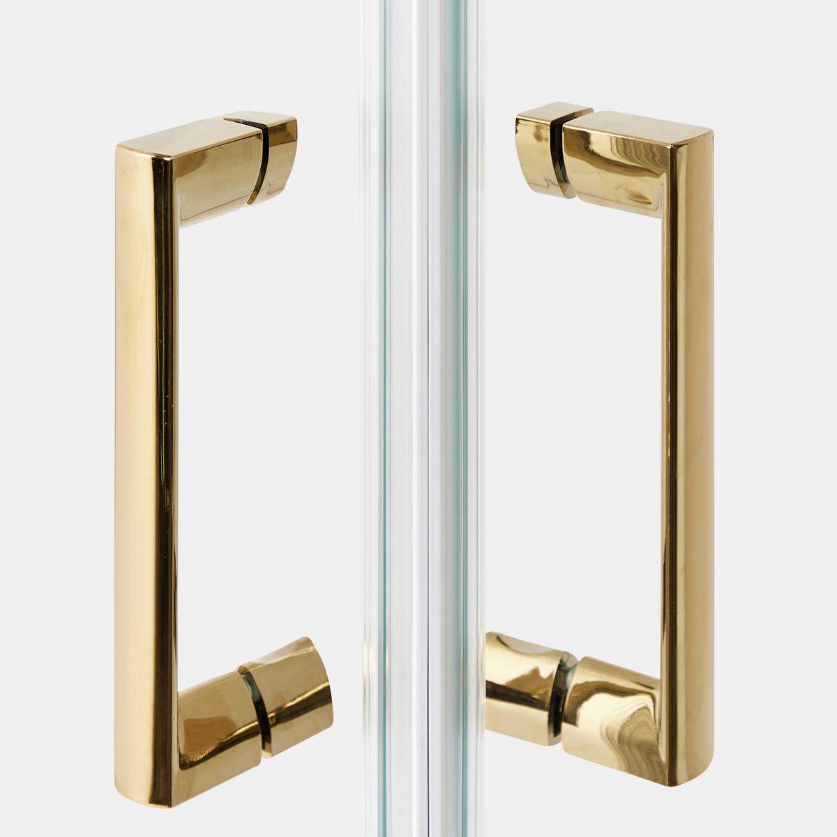 DUSCHKABINE 80/80/185 cm Gold Tela - Transparent/Goldfarben, Glas (80/80/185cm) - Beliani