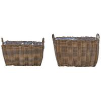BLUMENKORB 2er-Set Rattan braun 59-50/53-44 cm Ormos - Braun, Kunststoff (44cm) - Beliani