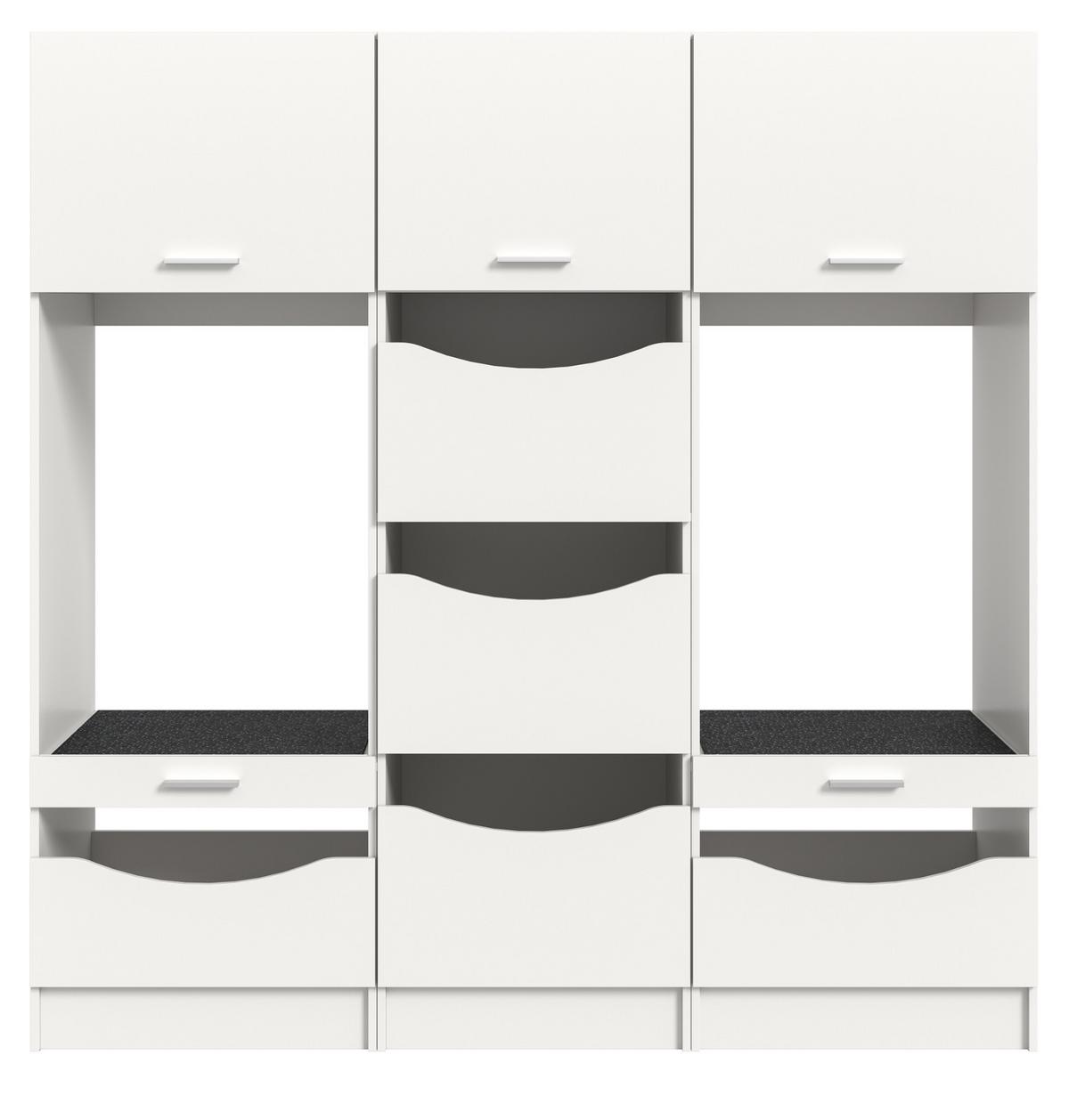 WASCHMASCHINENSCHRANK weiß Set 3-teilig, Waschmaschinenumbau 192 cm mit viel Stauraum - Silberfarben/Weiß, Glas/Holzwerkstoff (192/196/68cm) - Inn.Furn