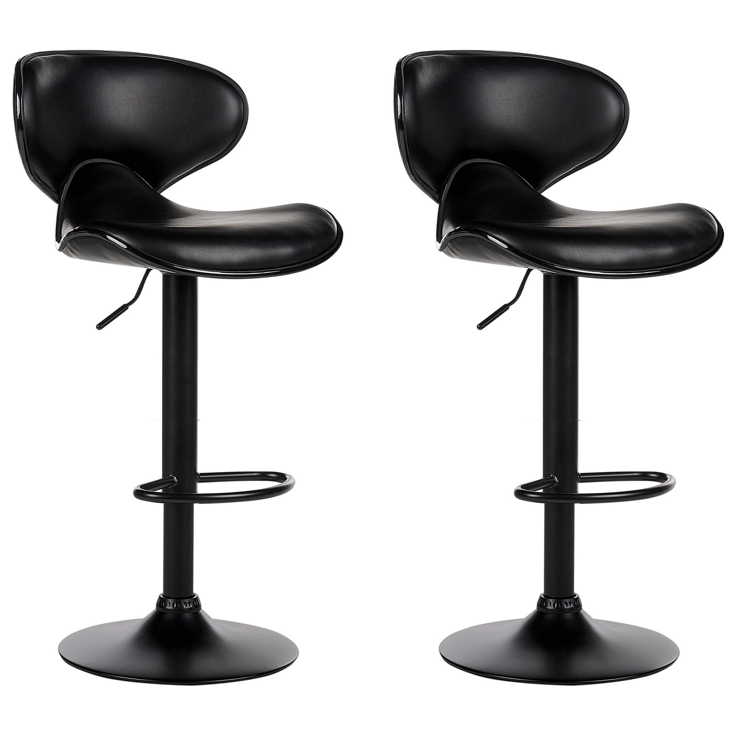BARHOCKER 2er-Set Kunstleder schwarz höhenverstellbar Conway - Schwarz, Kunststoff (46/87/50cm) - Beliani