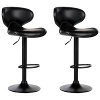 BARHOCKER 2er-Set Kunstleder schwarz höhenverstellbar Conway - Schwarz, Kunststoff (46/87/50cm) - Beliani