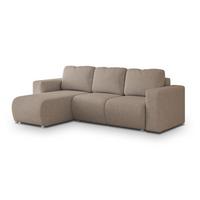 ECKSOFA RINOVA Beige Geflochtener Stoff mit Schlaffunktion - Beige, Holz (250/143cm) - MASSENO