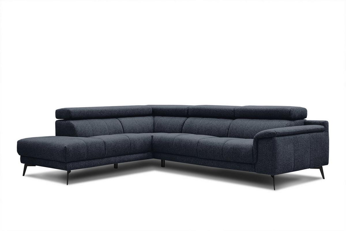 ECKSOFA FIERO 5-Sitzer, dunkelblau - Schwarz/Dunkelblau, Holzwerkstoff/Textil (158/269cm) - Wozimo