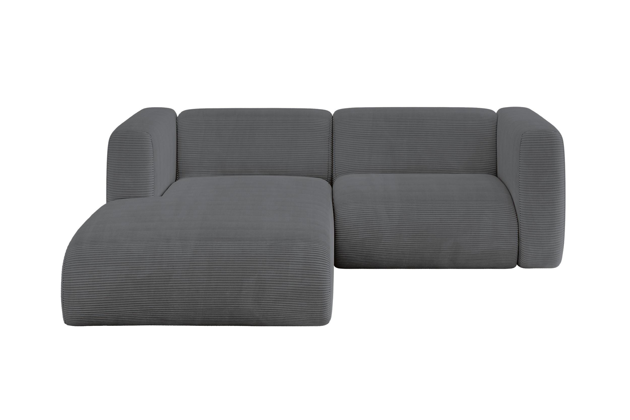ECKSOFA Ottomane Links MIRA-L1 227x179x89 Dunkelgrau Cord - Dunkelgrau/Graphitfarben, Holzwerkstoff/Kunststoff (227/179cm) - ALTDECOR
