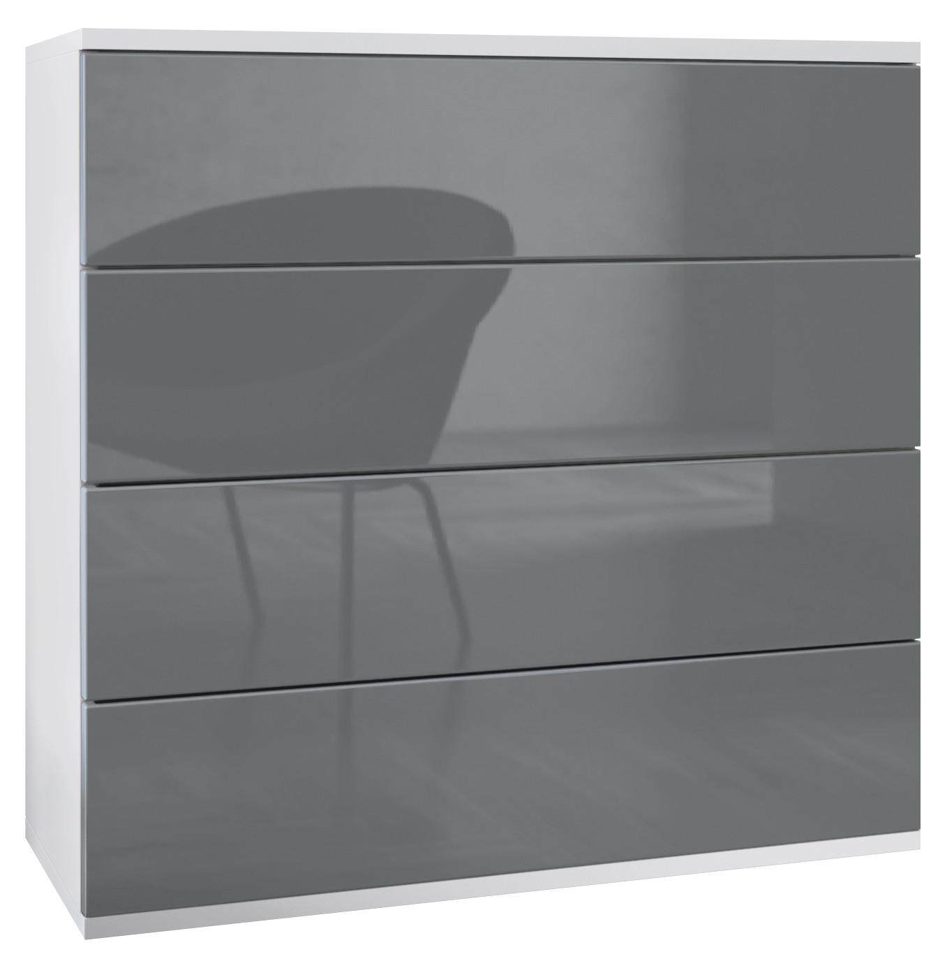 KOMMODE Pavos Grau Hochglanz - Grau, Holzwerkstoff (76/76/35cm) - Vladon